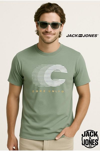 Jack & Jones J&J Men's Logo Printed T-Shirt Green