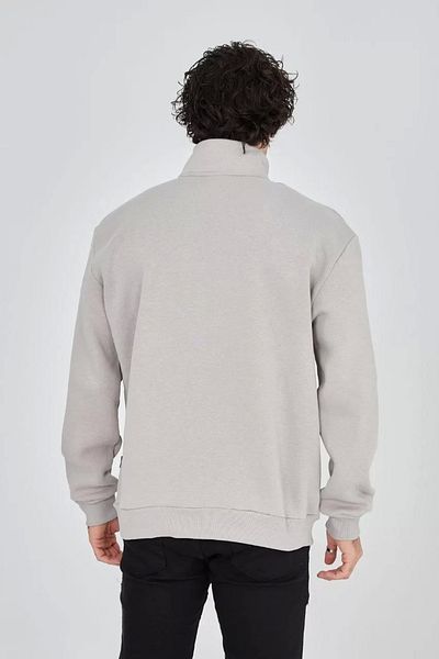 SuQ Men's Half Zipper Printed Sweat - Dyed Gray