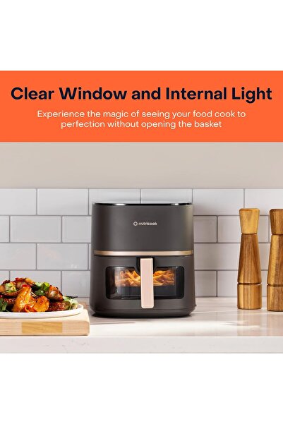 Nutricook Air Fryer Essentials Vision — 5.2L, 10 Presets, Clear Window & Light, Pro-Cyclone, 1500W
