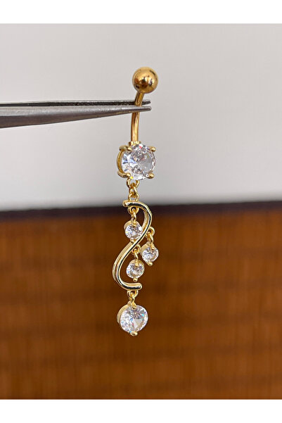 Rupen Kraft 316 L Cerrahi Çelik Anti Alerjik 10 mm Kristal Taşlı Sallantılı S...