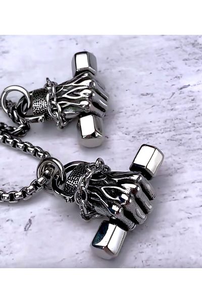 voyageaccessory Style That Represents Power ! ! Halter Dumbbell Weight Fitness Chain Necklace /Men's Athlete Necklace