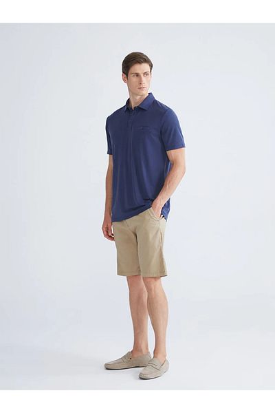 LC Waikiki Lcwaikiki Classic Blue Polo Collar Mercerized Look Men's T-Shirt