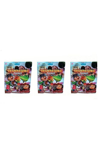 OEM Set 3 Figurine Surprise Cheburashka, surprise cards, multicolor, 7 cm