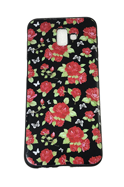 OEM Carcasă compatibilă cu Samsung J6 Plus, silicon, design cu trandafiri roșii