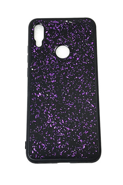 OEM Θήκη συμβατή με Huawei Y6-2019, Θήκη από ρητίνη με γκλίτερ, φύλλα, Μωβ