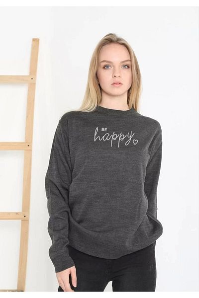 SuQ Printed Long Sleeve Half-Neck Woven Knitwear - Smoked