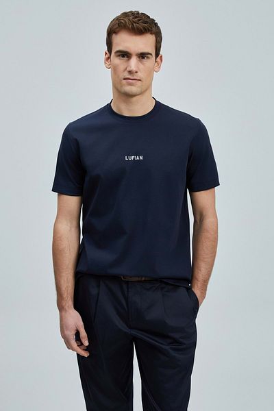 Lufian 111020235 Marcus Modern Graphic T-Shirt Ανδρικό T-Shirt ΣΚΟΥΡΟ ΜΠΛΕ
