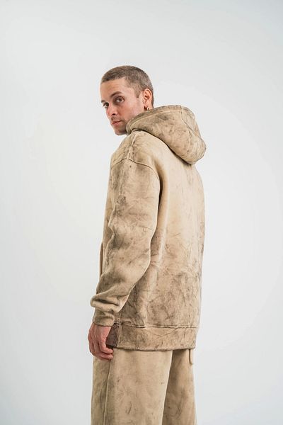 SuQ    Unisex Double Oversize Hooded Washable Sweatshirt - Beige