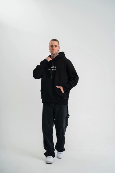 SuQ Three Thread Hooded Digital Patch Sweatshirt - Black