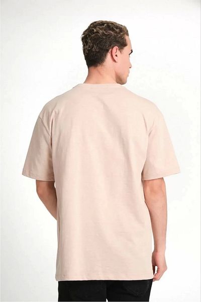 SuQ Unisex Plain Crew Neck Oversize T-Shirt - Beige