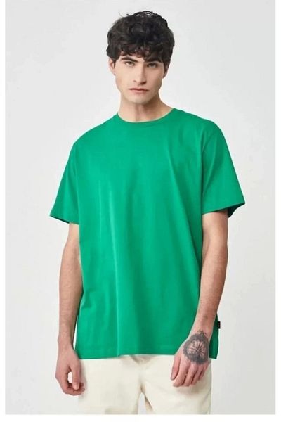 SuQ Unisex Plain Crew Neck Oversize T-Shirt - Green