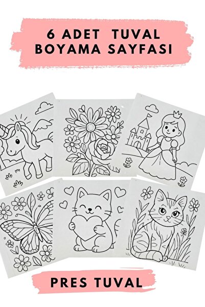 eventopia KIZ ÇOCUK 6 ADET TUVAL BOYAMA