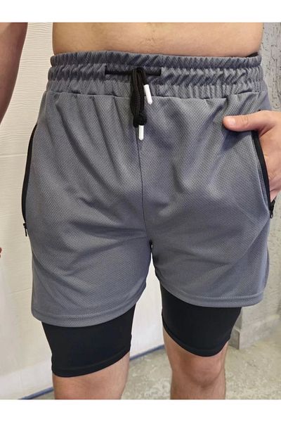 SuQ Sports Bottom Leggings Shorts with Inner Pocket - Gray