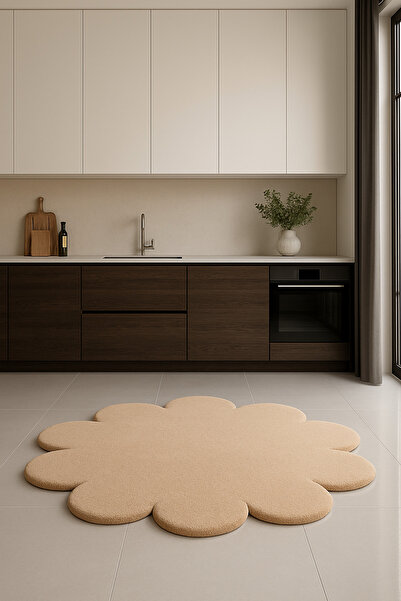 SOFT DECOR Kaymaz Taban Yuvarlak Papatya Şekilli Halı Modern Salon Koridor Mu...