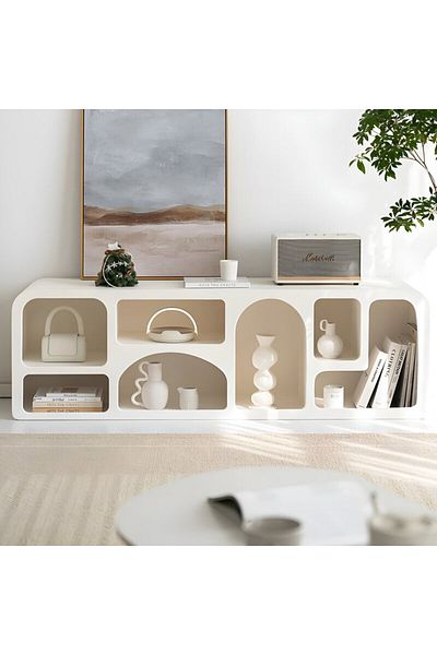 ket furniture طاولة بلازما بوهيمي المصنوعة من الخشب الابيض