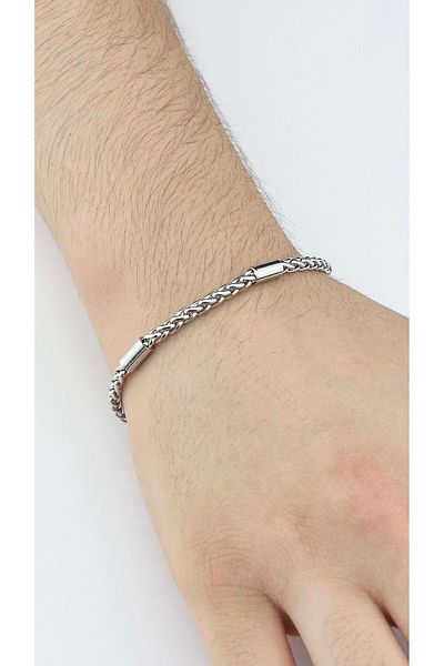Neon Takı by Atalay Sensitivity Tag and Men's Chain Bracelet 500, Silver Color