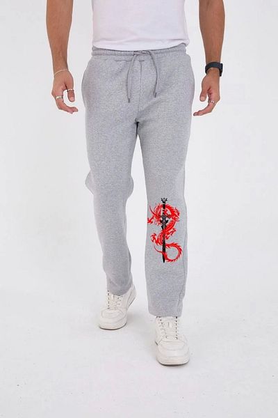 SuQ Winter Three Thread Printed Sweatpants - Gray