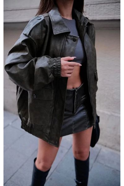 SuQ Faux Leather Pilot Jacket