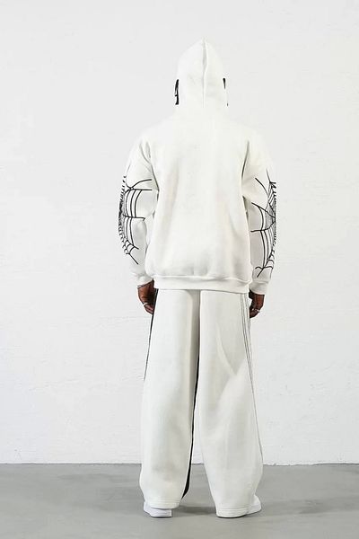 SuQ Three thread b Printed zipper k Hooded cardigan - white
