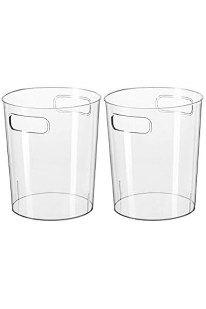 The Bros 2pcs Transparent Trash Cans with Handles – Clear Cylindrical Bins fo...