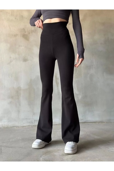 SuQ Spanish Leg High Waist Leggings - Black
