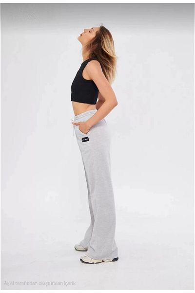 SuQ Two yarn Wide Leg Tracksuit Pants - Gray