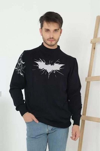modamtn    Unisex Half-Top Printed Woven Knitwear - Black