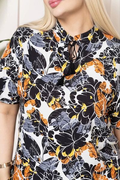 SuQ Baby Collar Tassel Detailed Blouse - Patterned
