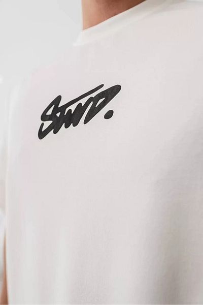 SuQ Men's Printed Oversize T-shirt - White