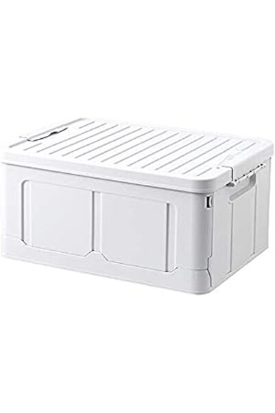 The Bros Stackable Storage Bins with Lids – Foldable White Organizers for Clo...