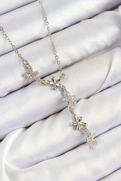 Epilons قلادة نسائية من الفولاذ المقاوم للصدأ 316L من حجر الزركون على شكل زهر...