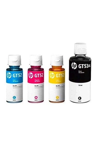 HP GT53XL (أسود) + GT52 (سماوي، أصفر، أرجواني) عبوة من 4 ألوان متعددة