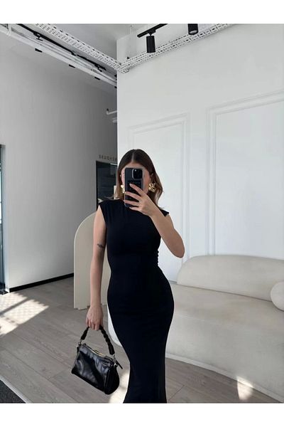 SuQ    Sleeveless Long Lycra Dress - Black