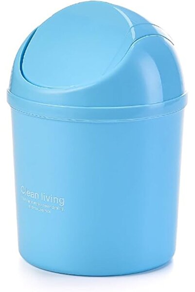 The Bros سلة مهملات مكتبية صغيرة مع غطاء، سلة مهملات صغيرة للمكتب، والحمام، وطاولة المطبخ (أزرق)