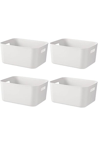 The Bros 4-Pack White Plastic Storage Boxes with Handles – Organizers for War...