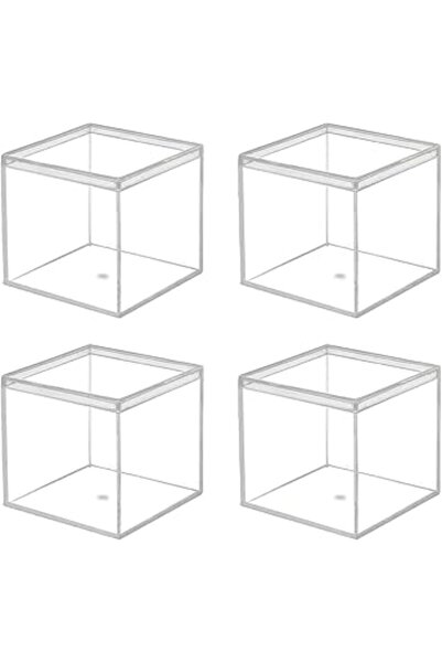 The Bros عبوة من 4 صناديق مكعبة شفافة من الأكريليك مزودة بأغطية - حاويات تخزي...