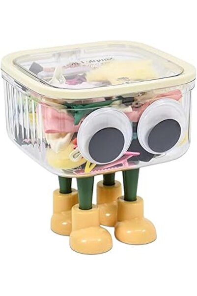 The Bros علبة ربطات شعر شفافة مع غطاء، منظم لطيف لربطات الرأس، والأقواس، والمشابك، ومسحات القطن