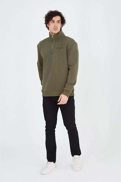 Silerra    Men's Half Zipper Printed Sweat - Green