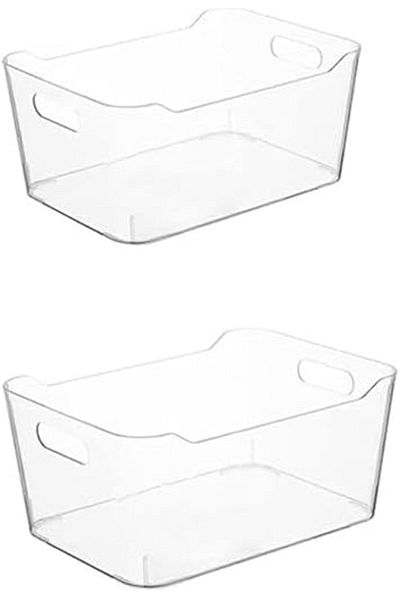 The Bros 2-Pack Clear Plastic Organizer Trays – Versatile Storage for Desk, Makeup, Bathroom & Kitchen