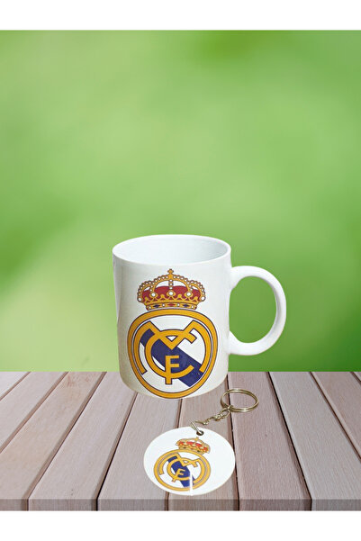 Alaa Butik Online Kişiye Özel İsimli ve Real Madrid Tasarımlı Kupa + Anahtarl...