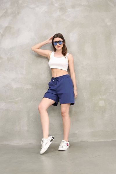 SuQ Osy Modal Soft Textured Fabric Women's Short Shorts - Blue