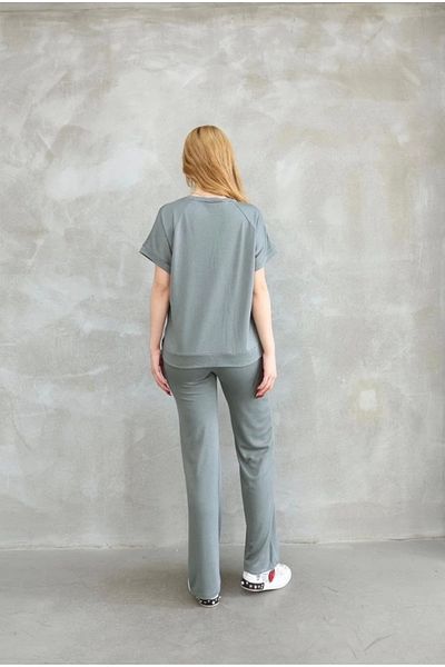 SuQ Osy Modal Soft Textured Fabric Crew Neck Short Sleeve Set - Mint Green