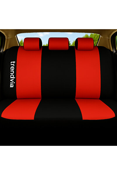 trivexa Front and Rear Orthopedic Strip Auto Seat Cover Set - Red Black Color