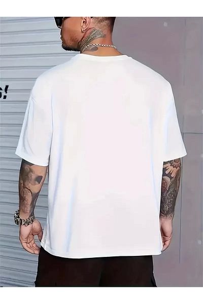 SuQ Front back printed perfectly casual short sleeve t-shirt for men - white