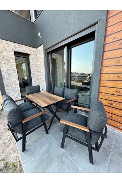 Kırlenta ANTRASİT POFİ 2 2 1 1 Yemek Masası Bahçe Takımı Balkon Takımı Bahçe Seti Oturma Grubu Masa SETİ