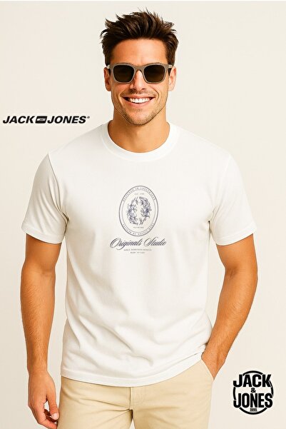 Jack & Jones Ανδρικό μπλουζάκι με τυπωμένο λογότυπο J&J Λευκό A5555