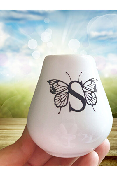 Alaa Butik Online Kişiye Özel Harf ve Kelebek Desenli Maté Bardağı – Su Bazlı...