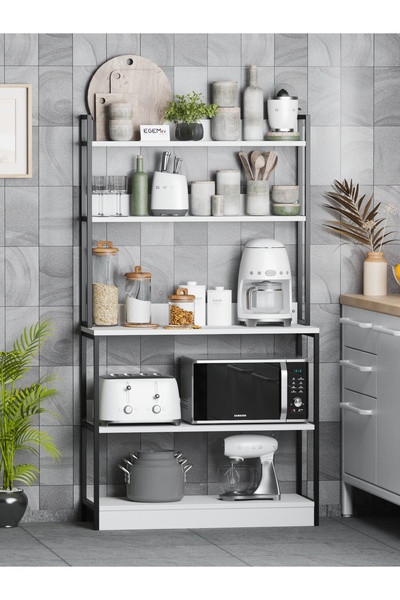 EGEMEV EGEM EV Mutfak Standı Bazalı 5 Raflı Kahve Köşesi Mutfak Rafı Mutfak Bangosu Çok amaclı dolap