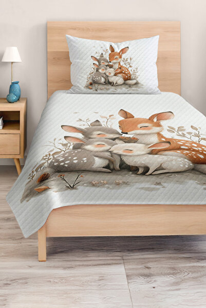 Realhomes مجموعة غطاء سرير لطيف على شكل أرنب وغزال للأطفال والمراهقين