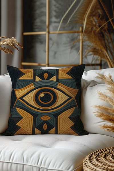 Belle Benoit Set de 2 huse de pernă decorative cu model de broderie, imprimare pe două fețe – stil boem, cu fermoar